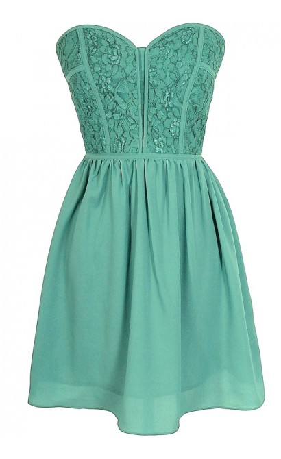 Sweetheart Strapless Dress in Sage